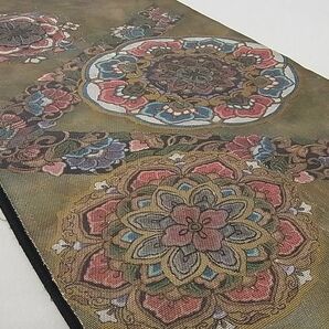 平和屋2■六通太鼓柄袋帯 螺鈿箔 正倉院花文 金銀彩 逸品 DAAB8259psの画像2