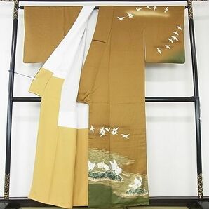 平和屋2■TOKI志すい キモノモードオリジナルブランド 訪問着 立波に群れ鶴 暈し染め 金彩 逸品 DAAB8284psの画像2