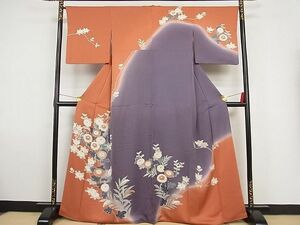 平和屋-こころ店■訪問着　刺繍　枝花文　暈し染め　正絹　逸品　AAAC0684Abr