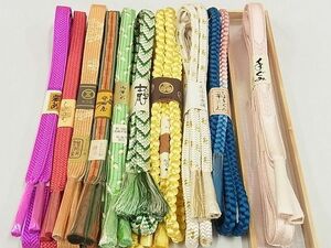 平和屋-こころ店■和装小物　上質な帯締め10本セット　高麗組　笹浪組　美保姿本舗　金糸　逸品　全て未使用　AAAE6159Aay