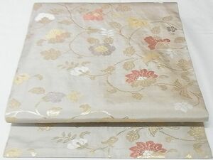 平和屋-こころ店◎九寸開き名古屋帯　花鳥文　金糸　正絹　逸品　AAAE7628Abw