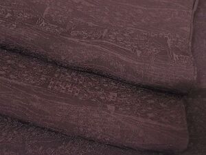平和屋-こころ店■上質な色無地　単衣　風景地紋　似せ紫色　正絹　逸品　AAAD3088Ack