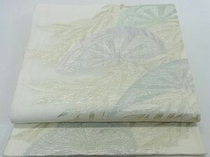 平和屋2■夏物　六通柄袋帯　片輪車草文　金糸　正絹　逸品　DAAA0948ea