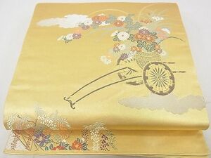 平和屋2◎六通柄袋帯　花車文　本金引箔　逸品　DAAA6522ya