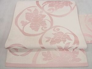 平和屋2◎本場筑前博多織　八寸名古屋帯　花唐草文　逸品　DAAA1851du