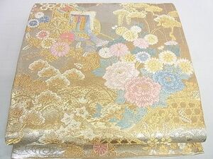 平和屋2■六通柄袋帯　唐織　御所車花文　慶祥錦　九百本金箔　金糸　逸品　DAAB4980ic