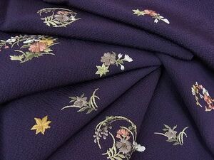 平和屋2■付下げ　総刺繍　花丸文　金糸　逸品　DAAB8288ps