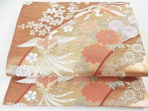 平和屋2◎六通柄袋帯　唐織　九百織　錦彩つづれ　鳳凰花文　金糸　逸品　DAAC3120mz