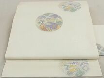 平和屋2■夏物　九寸名古屋帯　唐織　宝尽くし丸文　金銀糸　逸品　DAAC4115ea_画像1