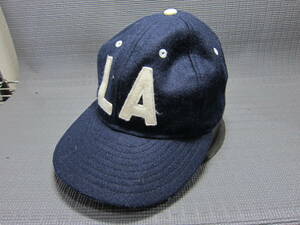 USA製　EBBETS FIELD FLANNELS エベッツフィールドフランネルズ　LA ロサンゼルス　キャップ　帽子　紺　55cm程　S2404E