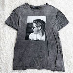 【極希少 XXL相当】DOLCE&GABBANA ドルチェ&ガッバーナ 半袖 Tシャツ ユーズド加工 グラフィック Steve McQUEEN グレー 50 メンズ ドルガバ