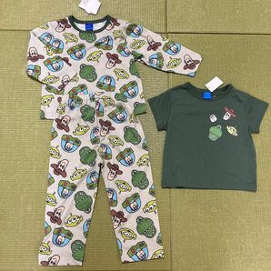 トイストーリー　パジャマ　長袖　半袖　100 バースデイ　ディズニー　Tシャツ　上下セット　グリーン　バズ　エイリアン　レックス