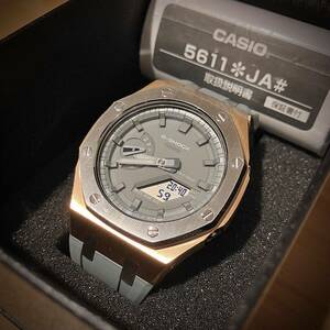 送料無料)中古 おまけ! カスタムパーツ付 CASIO G-SHOCK GA-2110ET-8AJF 国内正規 グレー カシオーク 4th GA-2100 腕時計 Gショック 