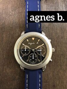 【1円スタート】agnes b.（アニエスベー） V654-6100 メンズ　腕時計　クロノグラフ　クォーツ　アナログ
