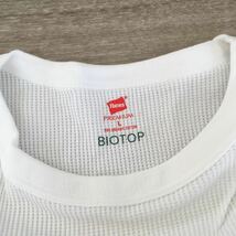 YM/1141 Hanes BIOTOP 長袖Tシャツ Lサイズ ホワイト ワッフル_画像3