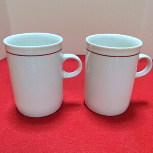 フィリップス コーヒーカップ　2個　西ドイツ製　陶器製　口径約6x高さ約8,5cm　マグカップ　細口　昭和レトロ 洋食器 コップ アンティーク