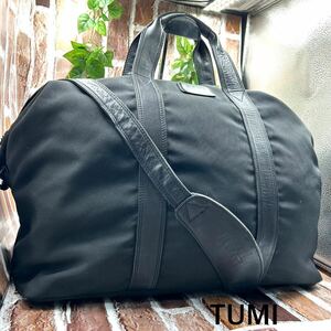 『美品 大容量』TUMI トゥミ ボストンバッグ 旅行カバン トラベル ショルダー ビジネス 出張 斜め掛け 2way ナイロン ブラック 黒 メンズ