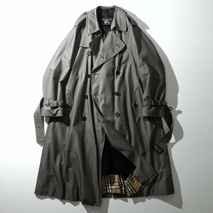 Trench21 一枚袖 BURBERRY トレンチコート 長袖ライナーチンスト ノバチェック 銀玉虫 シルバーグレー 90年代英国イングランド製バーバリー