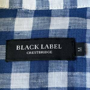 美品 BLACKLABEL CRESTBRIDGE ブラックレーベル クレストブリッジ リネンシャツ チェック プルオーバー ロゴ刺繍 麻100% 7部丈 春夏の画像6