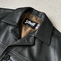 希少Lサイズ◎ Schott ショット カーコート レザージャケット ライダース USA製 ヴィンテージ 黒 ブラック メンズアウター ブルゾン _画像5