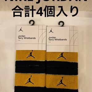 NIKE ナイキ ジョーダン　JORDAN リストバンド　ブラック　ゴールド イエロー　JD1005-039 4個入り