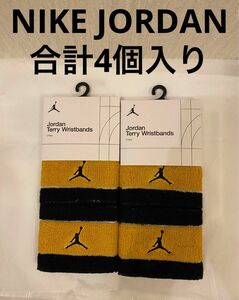 NIKE ナイキ ジョーダン　JORDAN リストバンド　ブラック　ゴールド イエロー　JD1005-039 4個入り