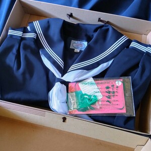  unused 1 jpy sailor suit scarf outer garment large size 180A winter thing 3ps.@ line woman school uniform Iwate prefecture . have . junior high school navy blue uniform 