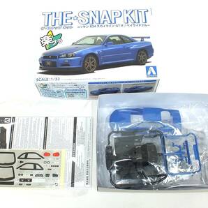 ■新品未組立■アオシマ プラモデル 1/32 ザ・スナップキット 11-A■ニッサン R34 スカイライン GT-R ベイサイドブルー■楽プラ 接着剤不要の画像7