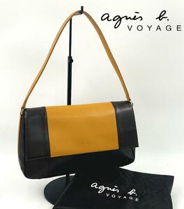 agnes b. VOYAGE アニエスベー ボヤージュ ハンドバッグ ワンショルダー バイカラー ブラウン×キャメル