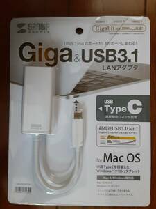 サンワサプライ USB TYPE-C ポート → LANポート(Gigabit対応) 変換アダプタ　LAN-ADURCM　新品未使用⑤