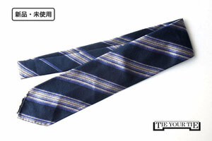 送料無料★新品｜未使用｜タイユアタイ｜TIE YOUR TIE｜ストライプ柄シルクネクタイ｜ネイビー×パープル