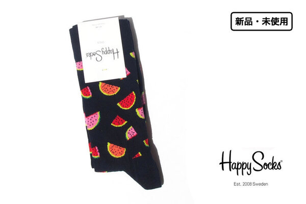 送料無料★新品｜未使用｜ハッピーソックス｜happy socks｜クルー丈カジュアルソックス｜すいか柄｜Watermelon　Sock｜10211021