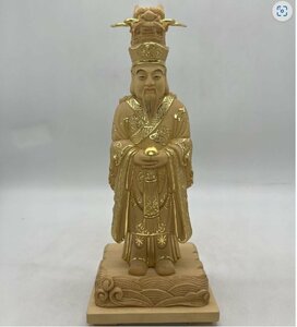 仏像 龍神（龍王）立像 桧木切金 木彫仏像 木彫り 木製 (Size : 16.5cm)