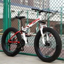 雪 Bike Folding MTB 20 7 21 24 27 speed double disc マウンテン Fat 自転車 サスペンション Ste_画像2