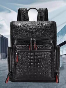 本革 ブラック メンズ バックパック クロコダイルorソリッドレザー 学生 旅行バッグ デザイナー 高品質 ハイブランド