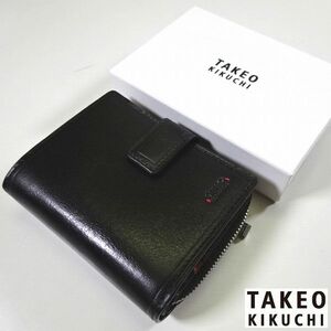  new goods Takeo Kikuchi book@ cow leather leather round Zip folding purse black change purse . card inserting . inserting key case men's man gentleman for TAKEO KIKUCHI