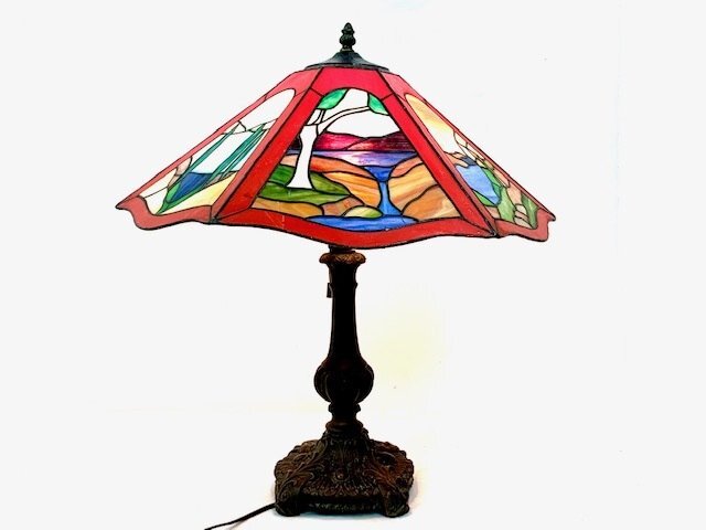 Support de table en vitrail, éclairage de table antique rétro classique, artisanat, artisanat, artisanat en verre, Vitrail