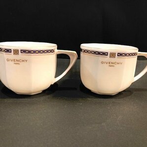 【新品】 GIVENCHY PARIS yamaka INTERNATIONAL ジバンシー カップ＆ソーサー 2客セット ペア 夫婦 洋食器 陶器 金縁 来客の画像2