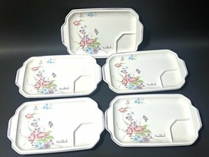 Karen Peacook カレンピーコック プレート 花柄 ランチプレート 長皿 洋食器 角皿 5枚 セット