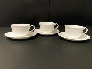 【未使用】BELLE TABLE Noritake Born China べルータシリーズ ノリタケ カップ＆ソーサー 3客 セット 陶器 焼物 ホワイト おしゃれ