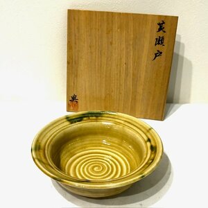 【骨董】高木典利 典作 黄瀬戸 深皿 陶器 焼物 古美術 工芸品 陶芸 鉢 インテリア コレクション ヴィンテージ