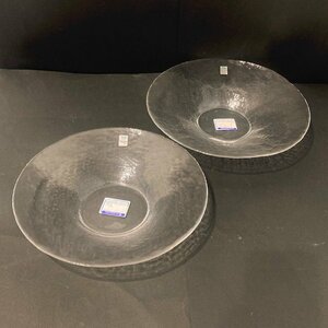 【未使用】TOYO-SASAKI GLASS ササキグラス 佐々木 ガラスプレート 2枚 まとめ 食器 皿 盛り皿 ガラス 透明 クリア おしゃれ 大皿 プレート