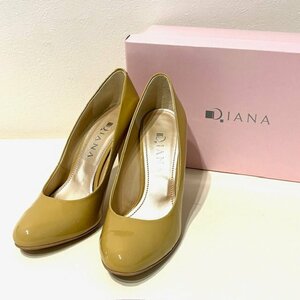 DIANA　ダイアナ　パンプス　レディース　23.5cm U19284 7230-31　ヒール　ベージュ　エナメル　普段使い　通勤　入学式　卒園式　卒業式