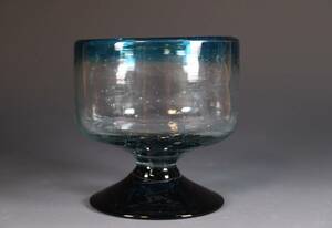 蔵出し品　アンティークレトロ　ガラス　青　氷コップ