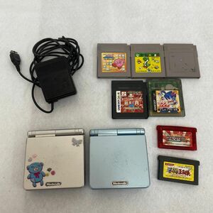 Y337-O18-3155◎任天堂 ゲームボーイアドバンス SP 本体 2台セット AGS-001/ACアダプター/ポケモン ルビー 他 ソフト7本付 GBASP ④