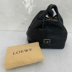 Y327-C8-430 LOEWE ロエベ カリエ ハンドバッグ 鞄 手持ち レザー ブラック 黒 巾着付き 約高さ18×横幅21×マチ17cm ④