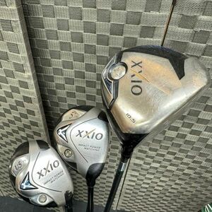 F846-O48-198 DUNLOP ダンロップ XXIO ゼクシオ 3本セット まとめ IMPACT POWER MATCHING フレックス R 男性用 右利き 1W 10.5°/5W/U5 ⑥