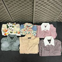 F826-K44-3741 DSQUARED2 ディースクエアード メンズ シャツ 6枚まとめ 48サイズ 長袖 半袖 チェック柄 レッド系 グリーン系 花柄 ②_画像1