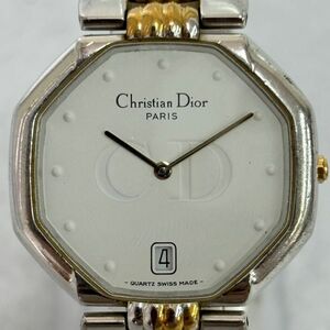 F609-O35-1567◎Christian Dior クリスチャンディオール 45.204 クォーツ デイト ホワイト文字盤 コンビ オクタゴン メンズ 腕時計 ④