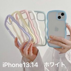 mimi様　iPhone14ケース　アイスミント　雲型ウェーブ　クリアカバー　パステルカラー 可愛い スマホケース 韓国　お揃い